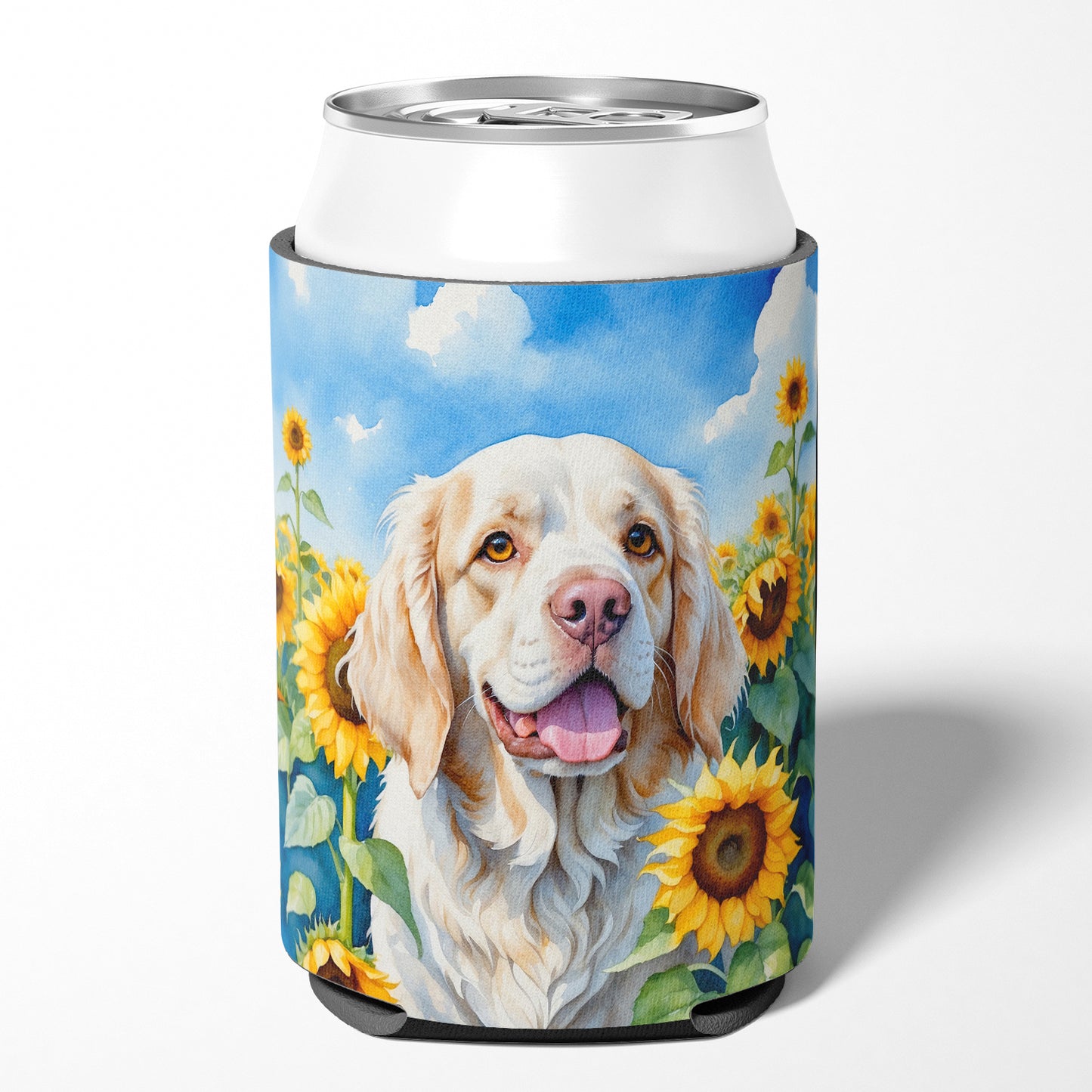 Clumber Spaniel in Sunflowers Can or Bottle Hugger