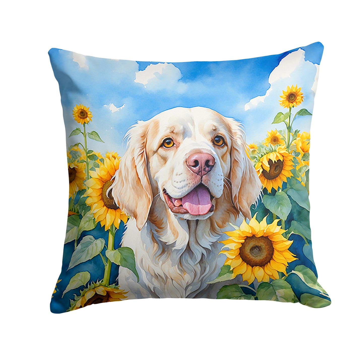 Buy this Clumber Spaniel in Sunflowers Throw Pillow