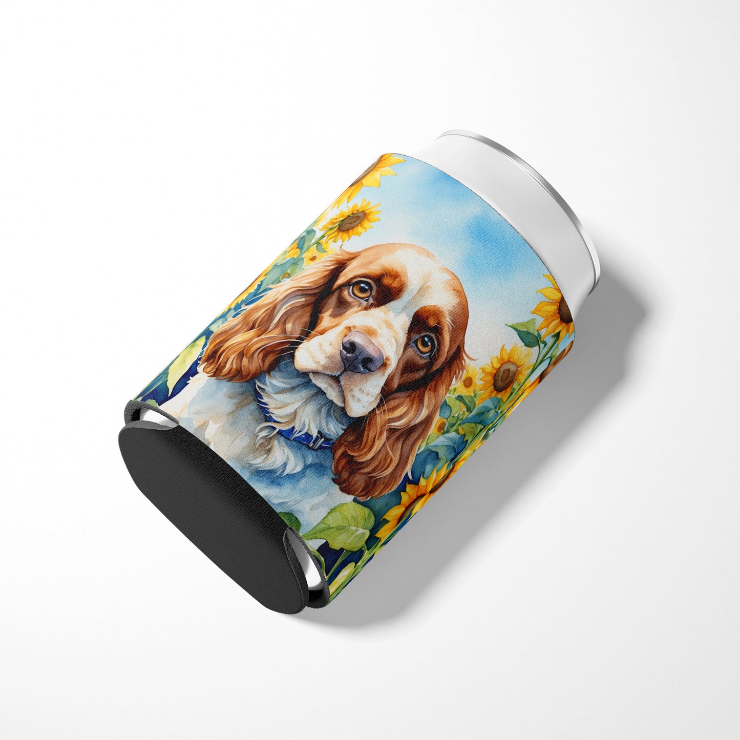 Cocker Spaniel in Sunflowers Can or Bottle Hugger