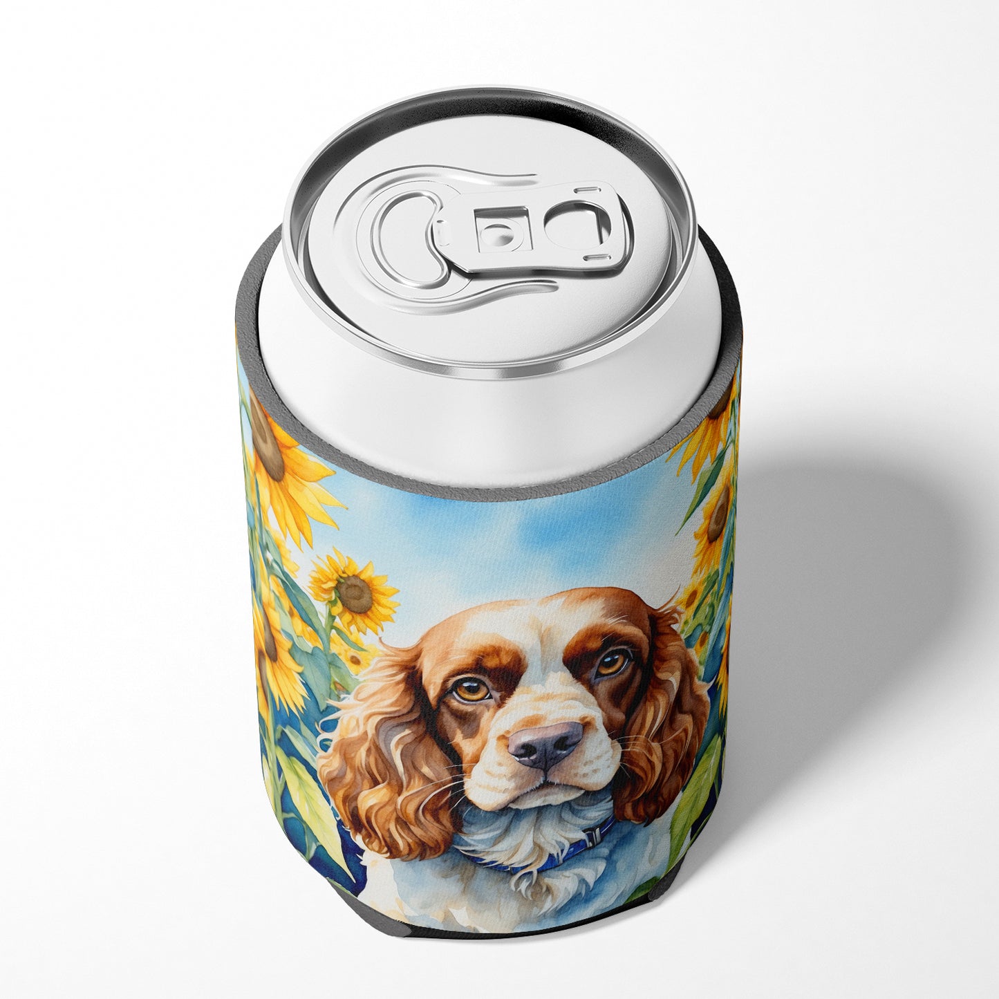 Cocker Spaniel in Sunflowers Can or Bottle Hugger