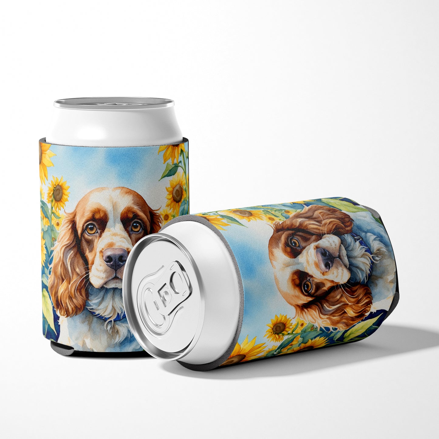 Cocker Spaniel in Sunflowers Can or Bottle Hugger