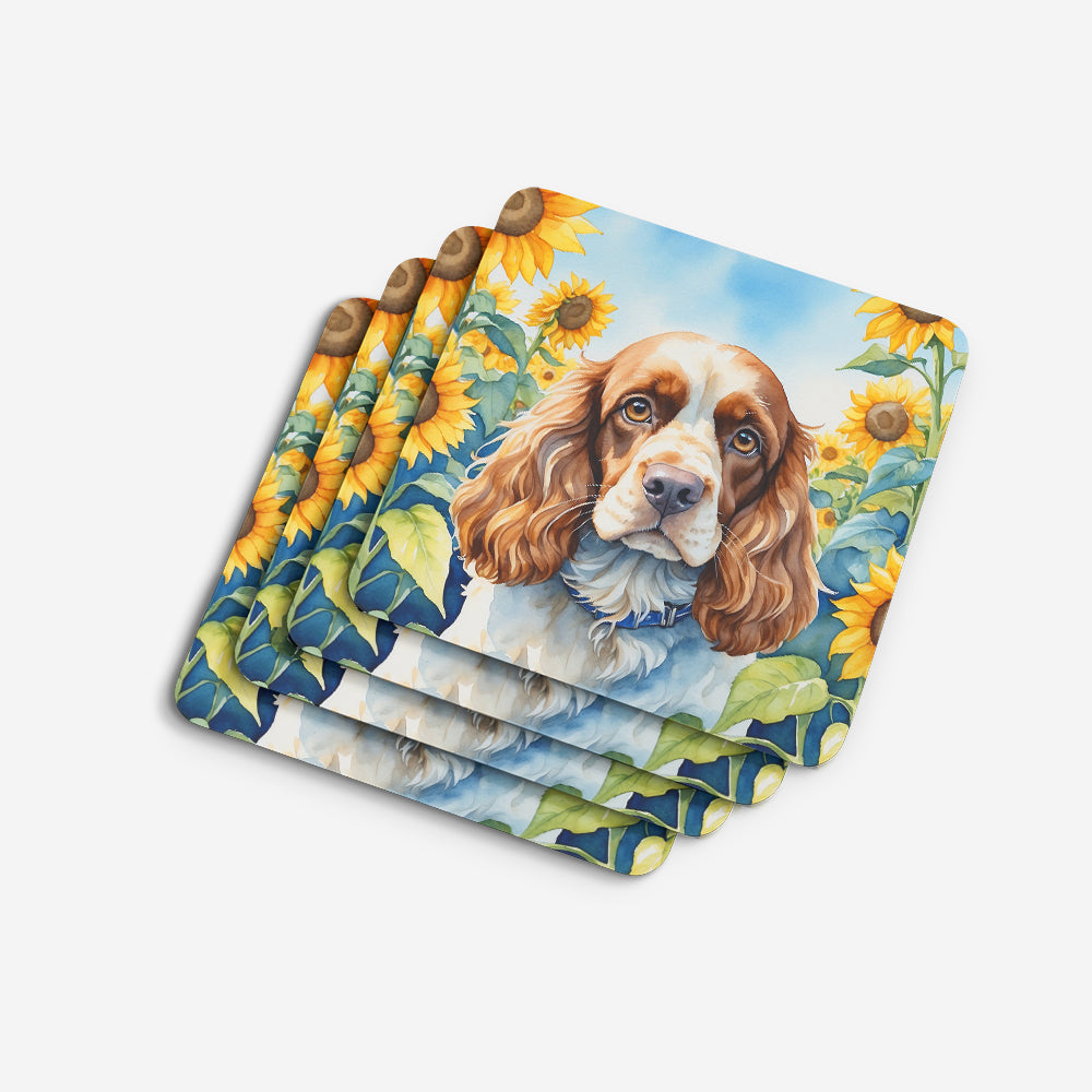 Cocker Spaniel in Sunflowers Foam Coasters