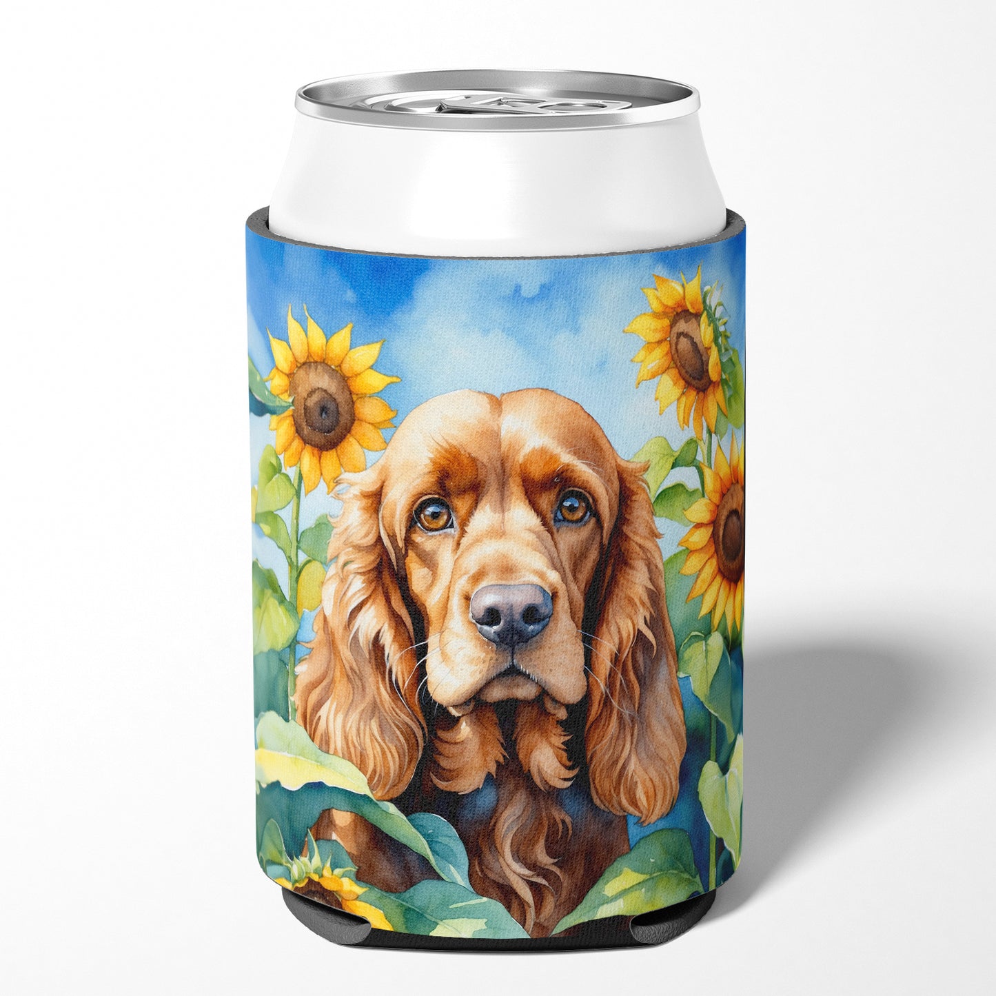 Cocker Spaniel in Sunflowers Can or Bottle Hugger