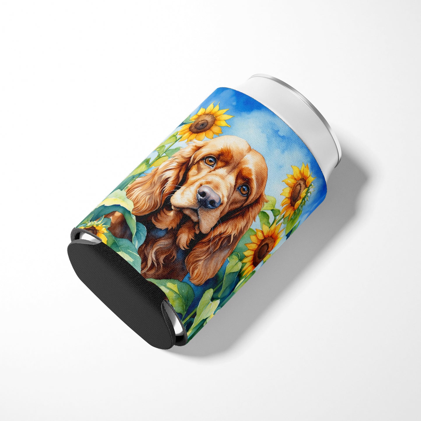 Cocker Spaniel in Sunflowers Can or Bottle Hugger