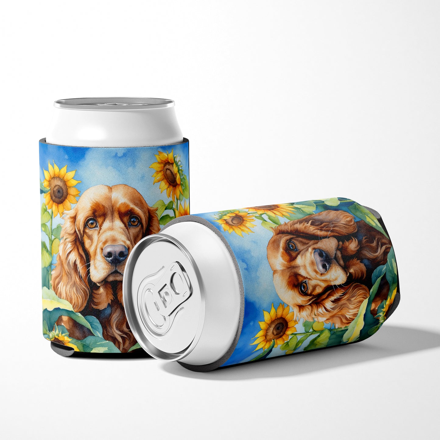 Cocker Spaniel in Sunflowers Can or Bottle Hugger