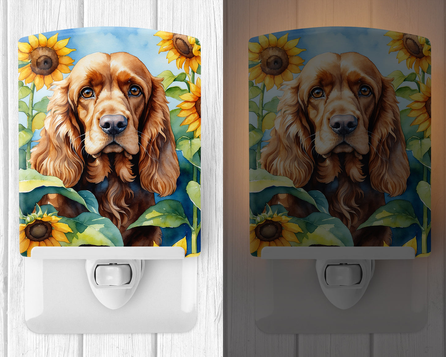 Cocker Spaniel in Sunflowers Ceramic Night Light