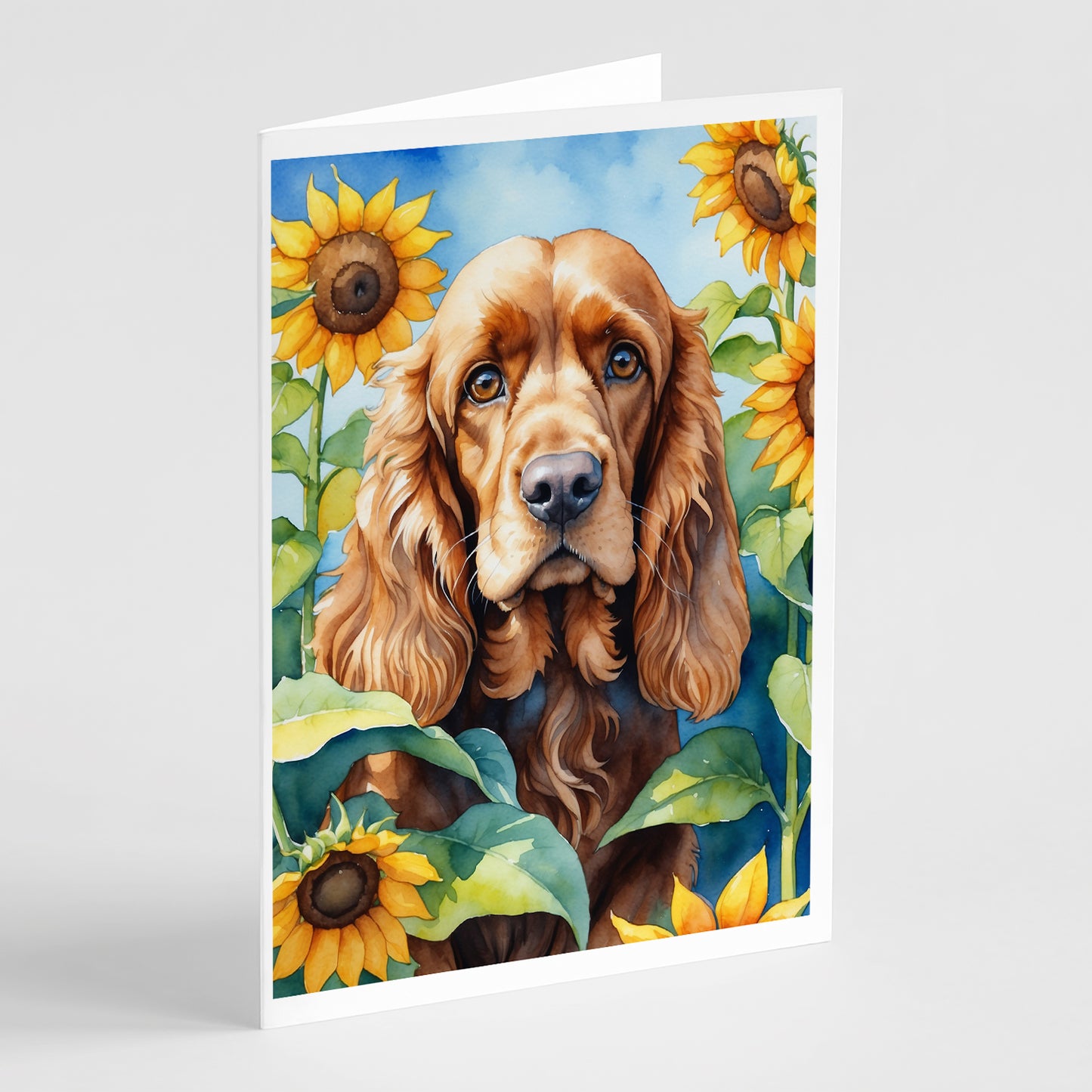 Buy this Cocker Spaniel in Sunflowers Greeting Cards Pack of 8