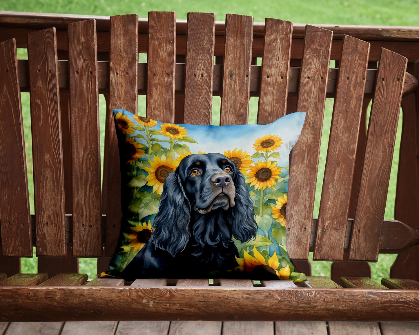 Cocker Spaniel in Sunflowers Throw Pillow