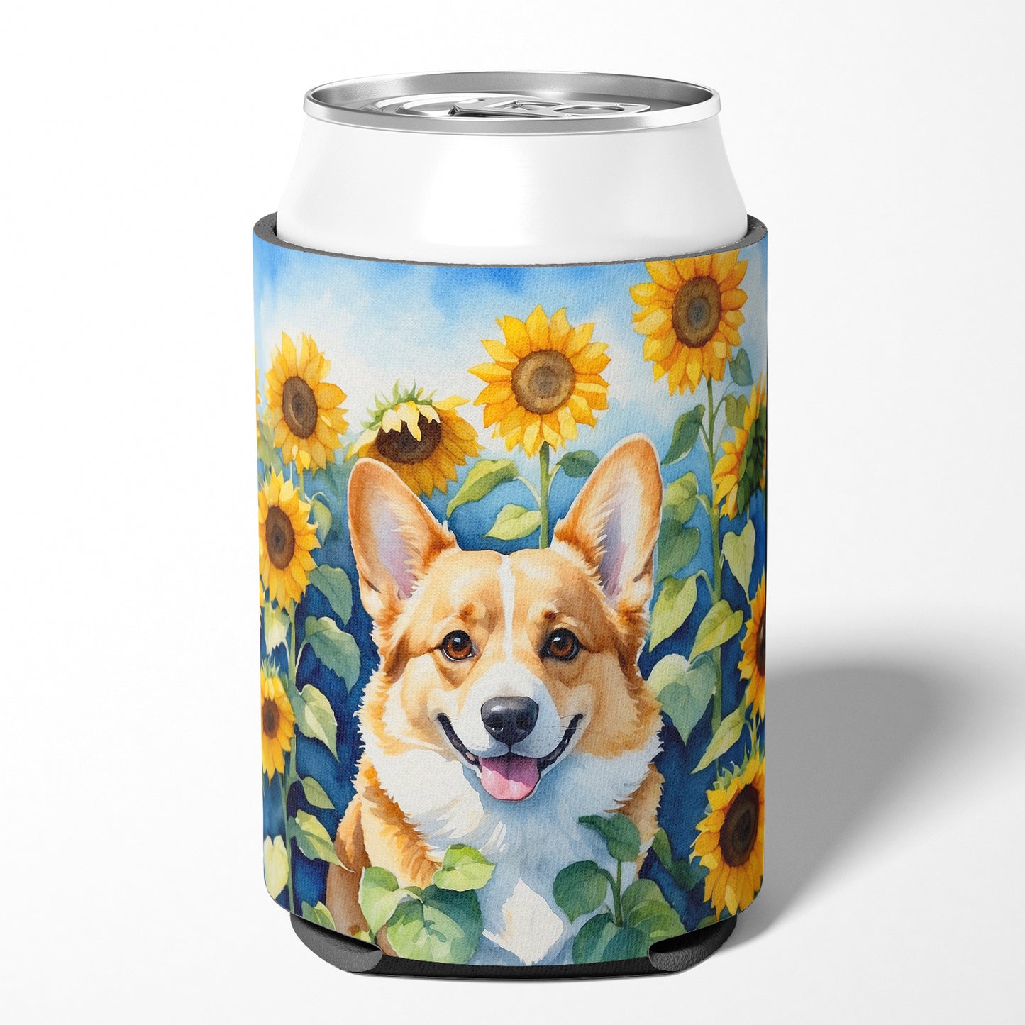 Corgi in Sunflowers Can or Bottle Hugger
