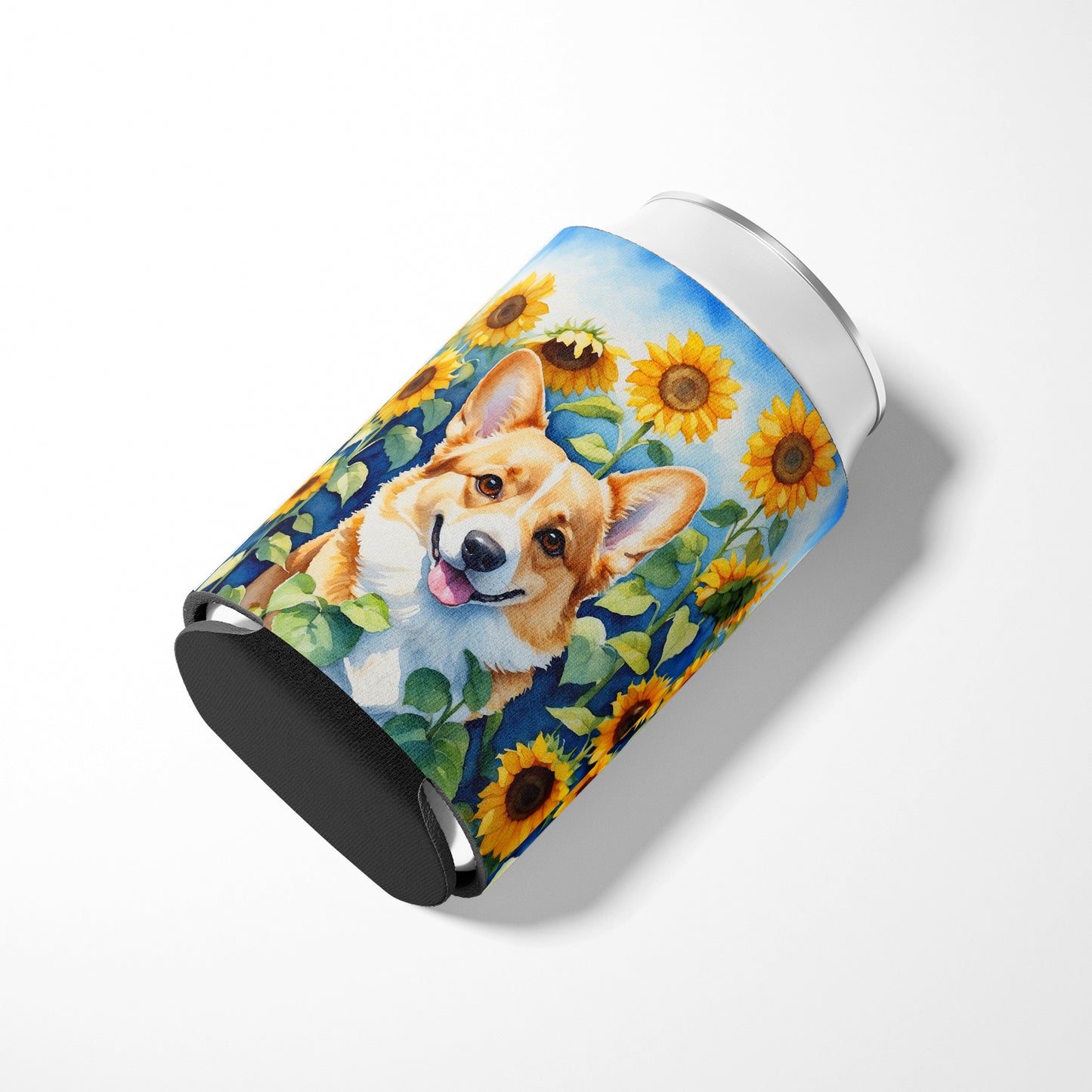 Corgi in Sunflowers Can or Bottle Hugger
