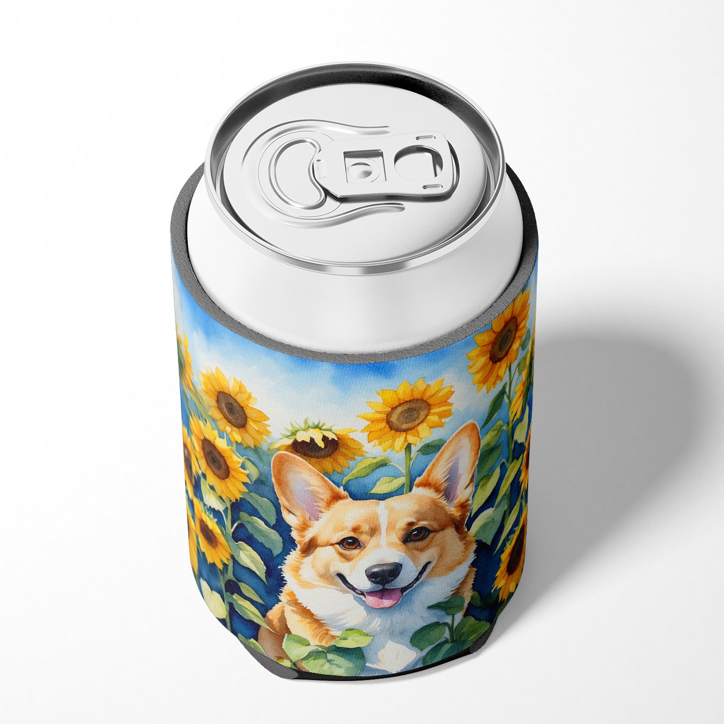 Corgi in Sunflowers Can or Bottle Hugger