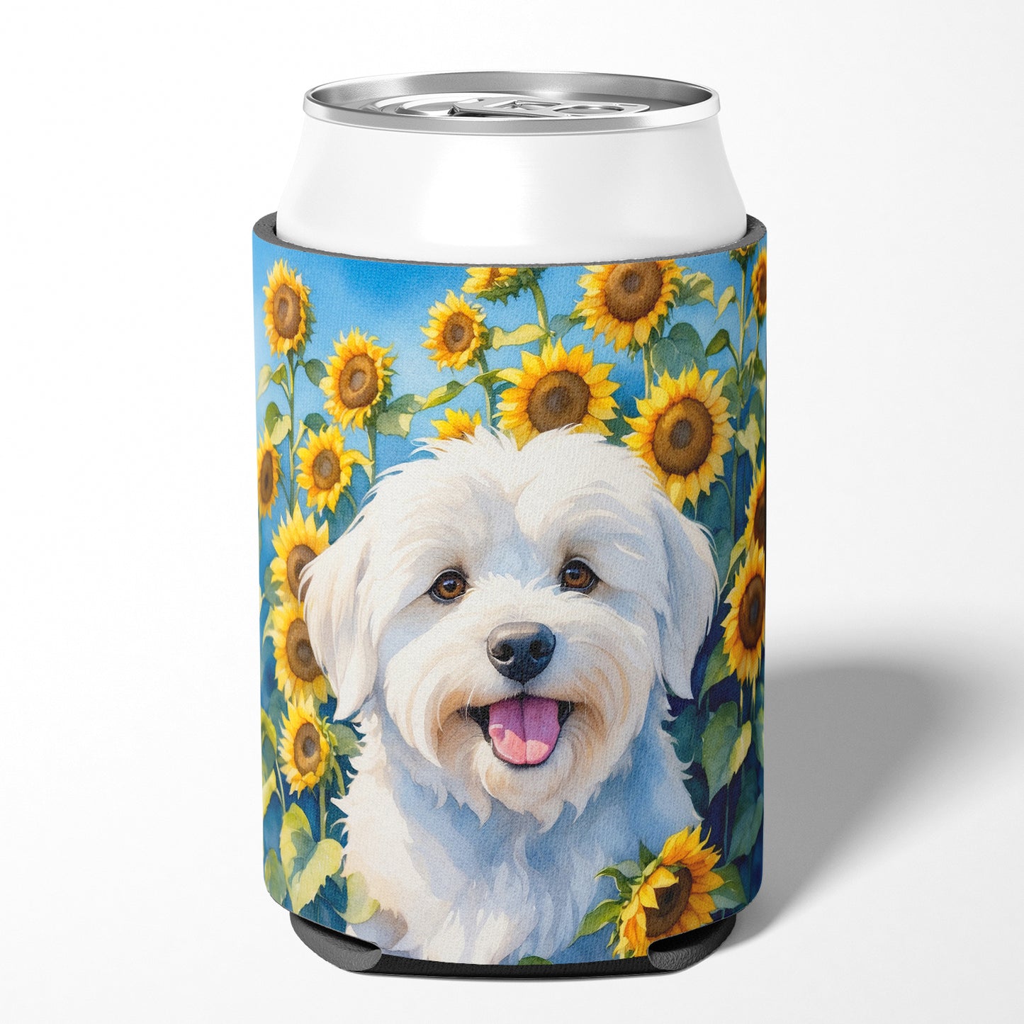 Coton de Tulear in Sunflowers Can or Bottle Hugger