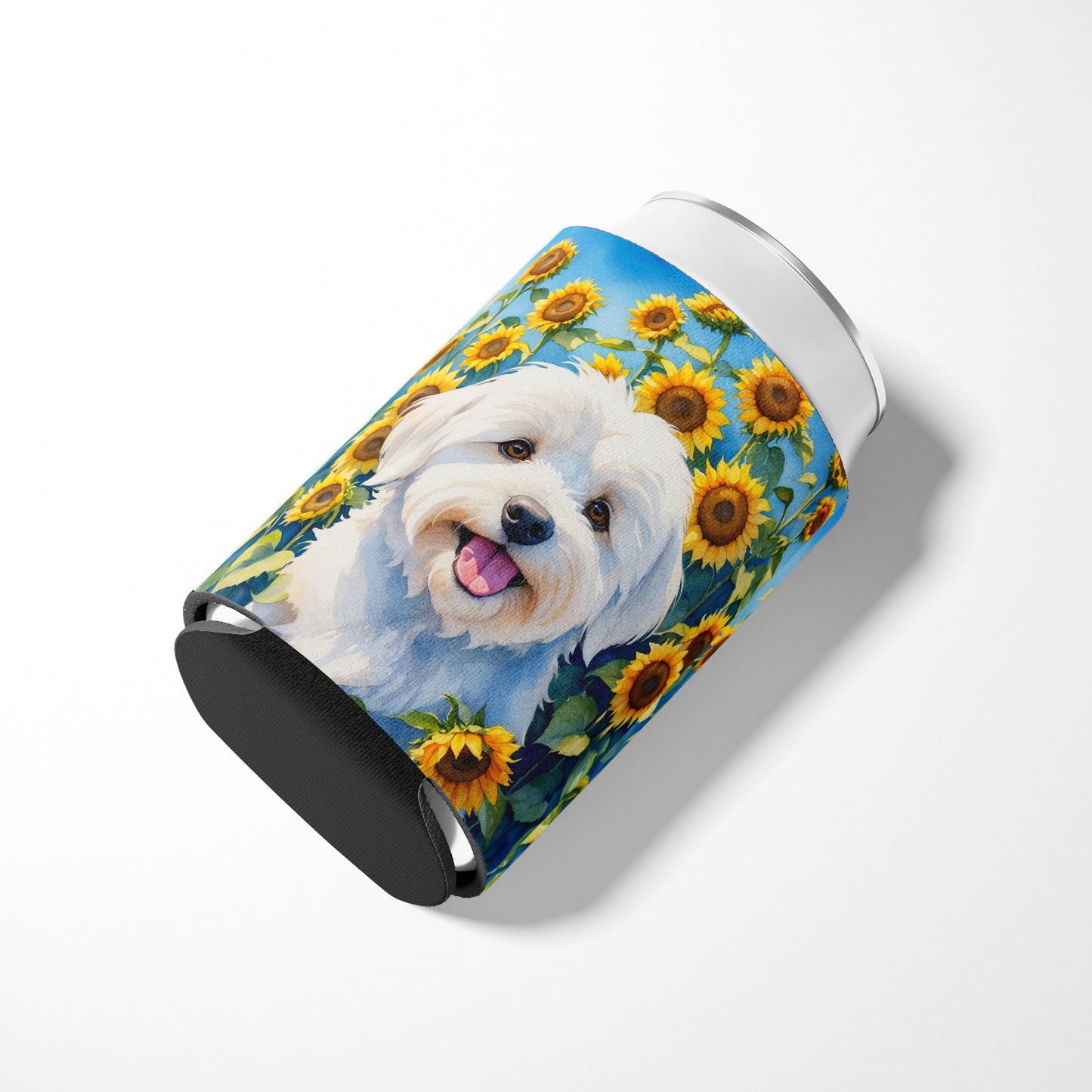 Coton de Tulear in Sunflowers Can or Bottle Hugger