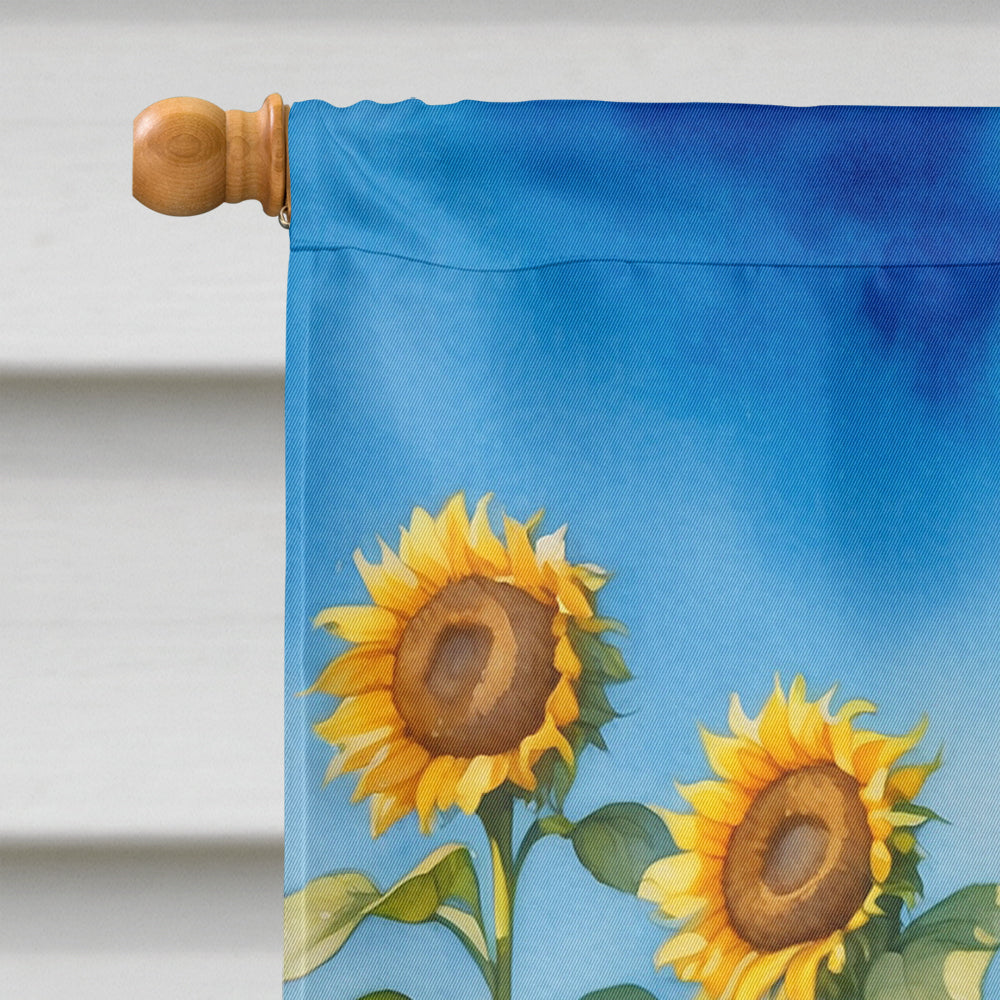 Coton de Tulear in Sunflowers House Flag