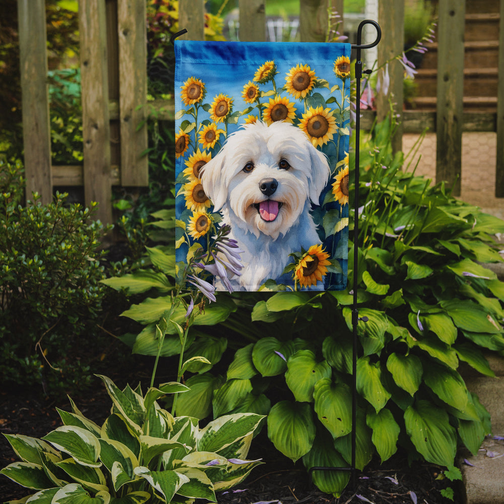 Coton de Tulear in Sunflowers Garden Flag