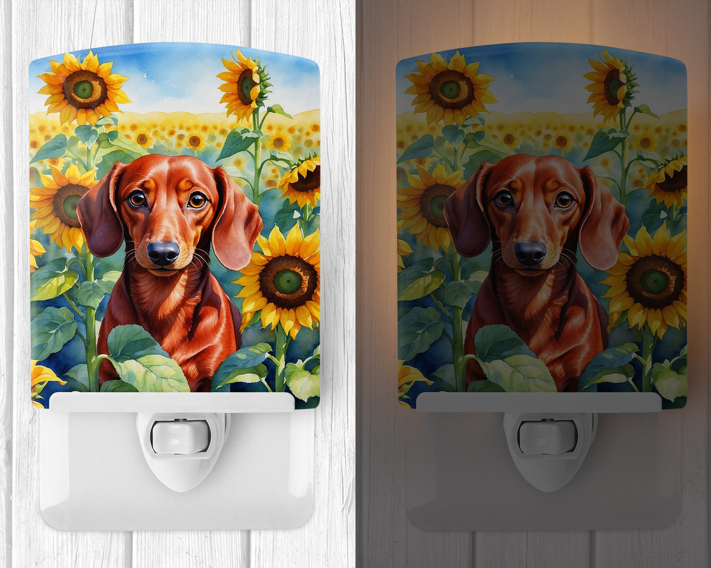 Dachshund in Sunflowers Ceramic Night Light