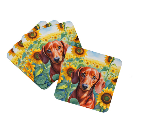 Buy this Dachshund in Sunflowers Foam Coasters