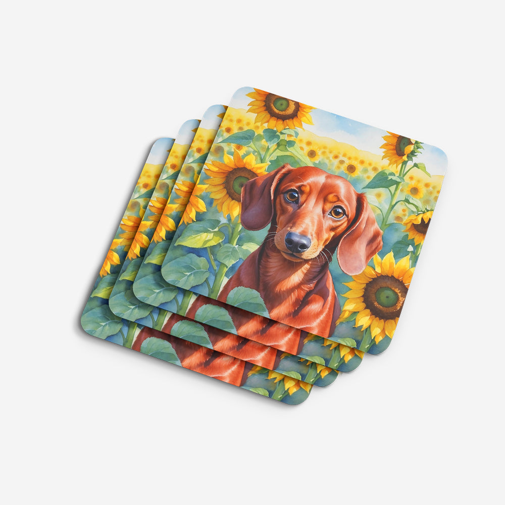 Dachshund in Sunflowers Foam Coasters