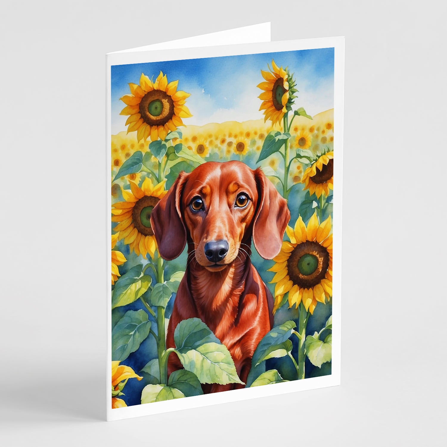 Buy this Dachshund in Sunflowers Greeting Cards Pack of 8