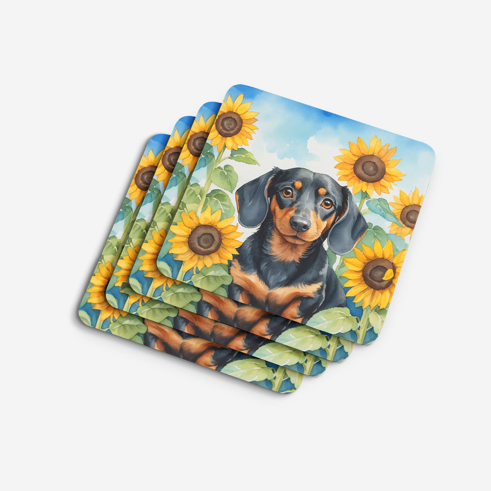 Dachshund in Sunflowers Foam Coasters