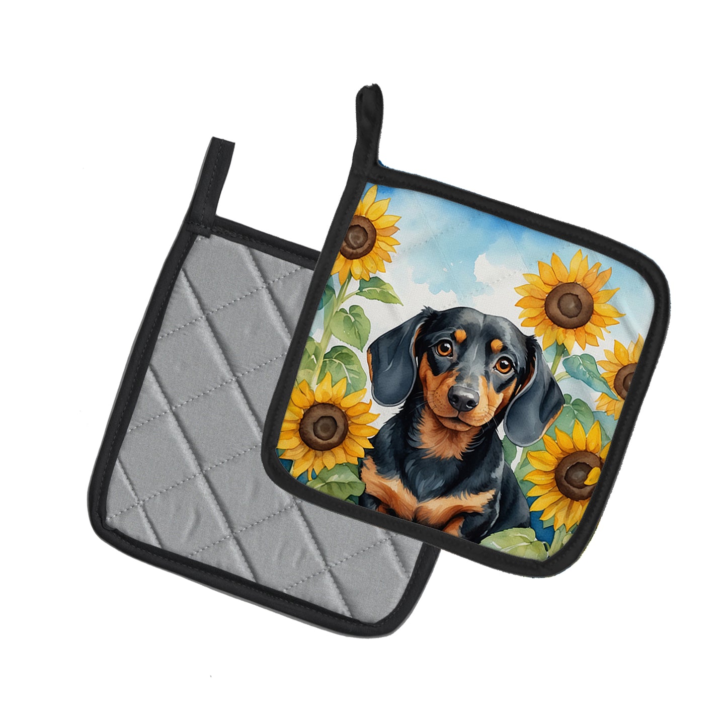 Dachshund in Sunflowers Pair of Pot Holders