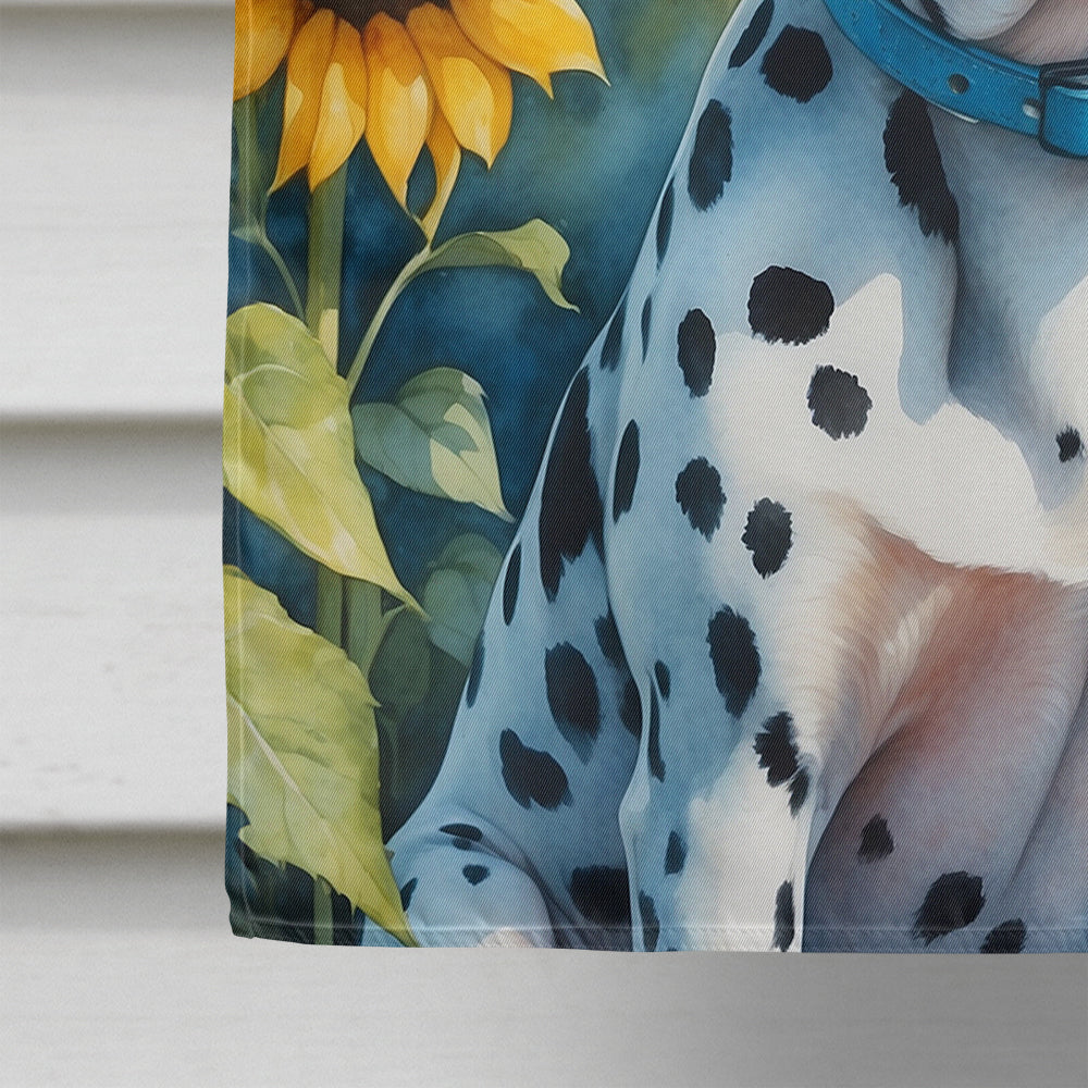 Dalmatian in Sunflowers House Flag