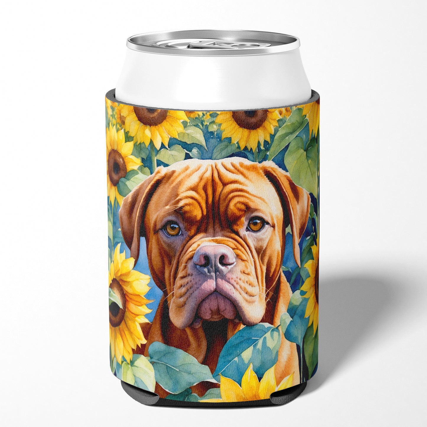 Dogue de Bordeaux in Sunflowers Can or Bottle Hugger