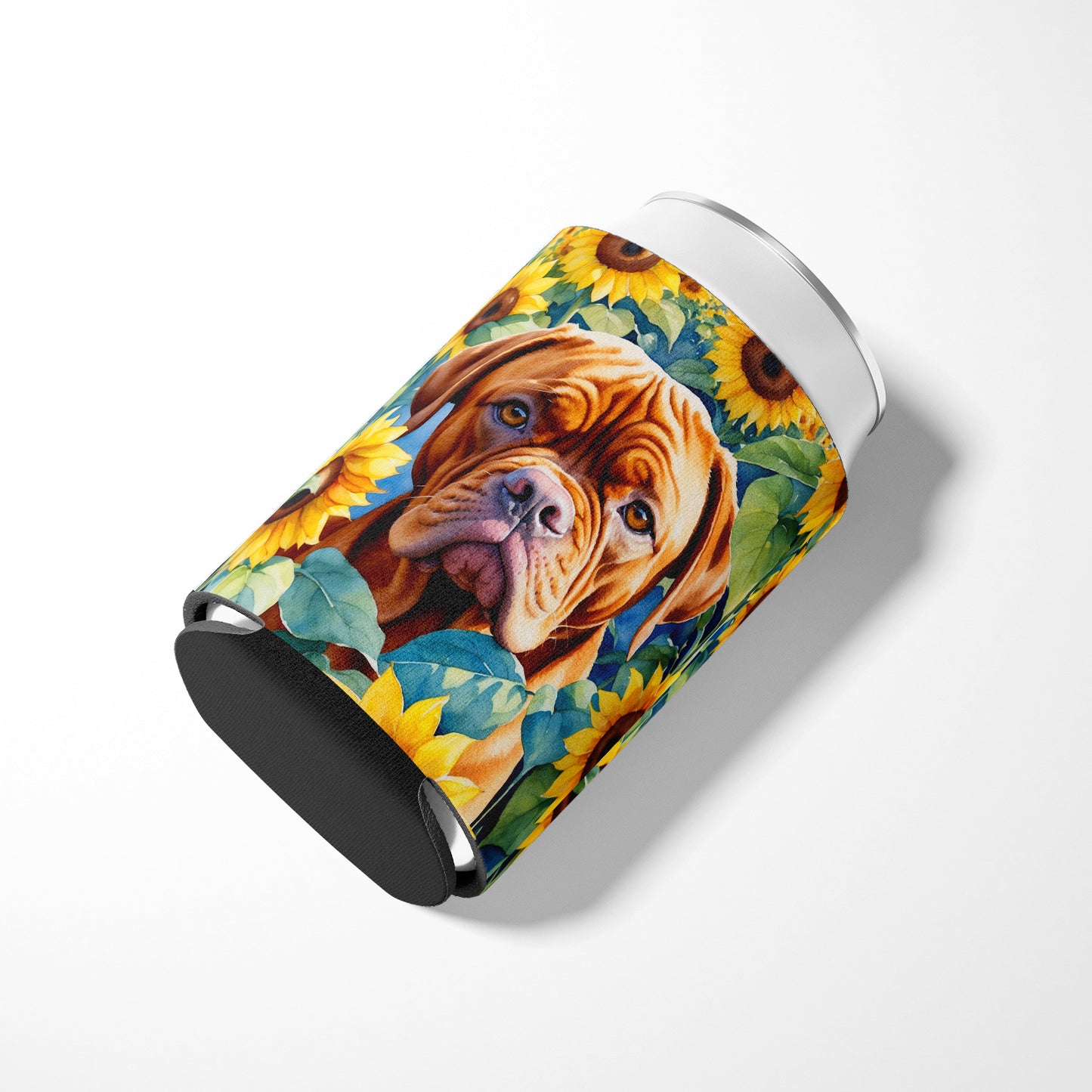 Dogue de Bordeaux in Sunflowers Can or Bottle Hugger