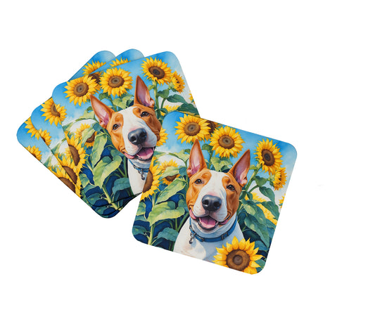 Buy this English Bull Terrier in Sunflowers Foam Coasters