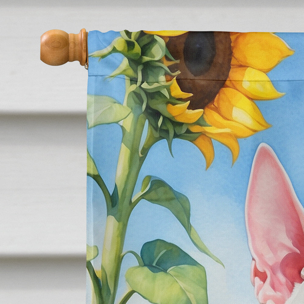 English Bull Terrier in Sunflowers House Flag