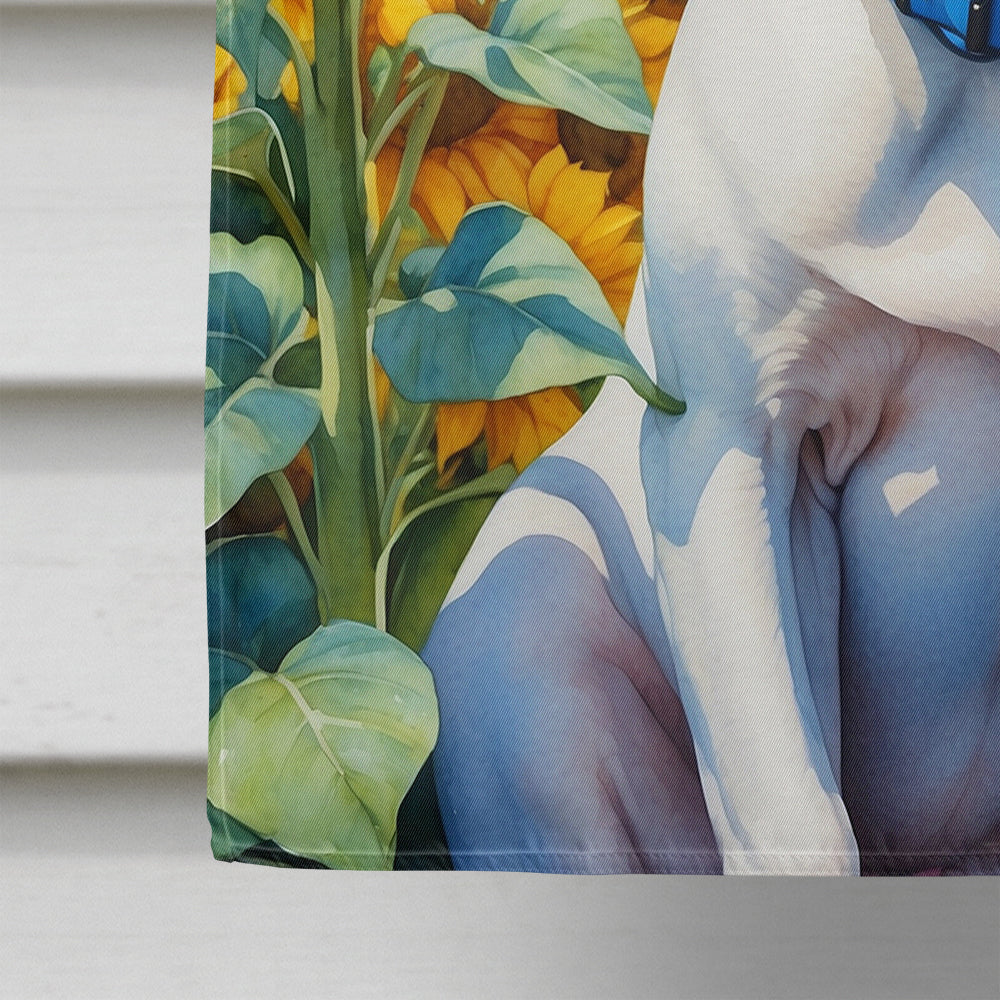 English Bull Terrier in Sunflowers House Flag