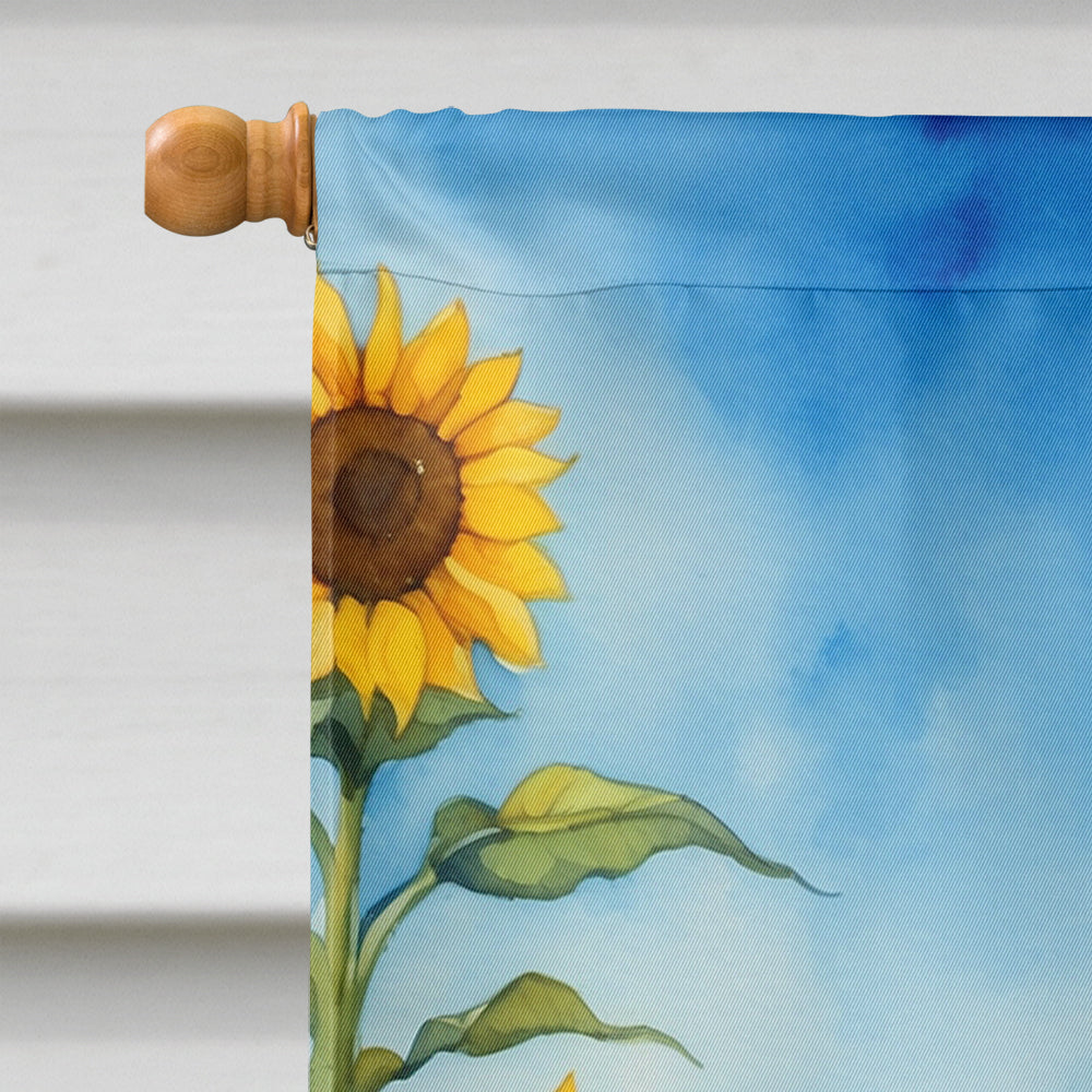 English Bulldog in Sunflowers House Flag