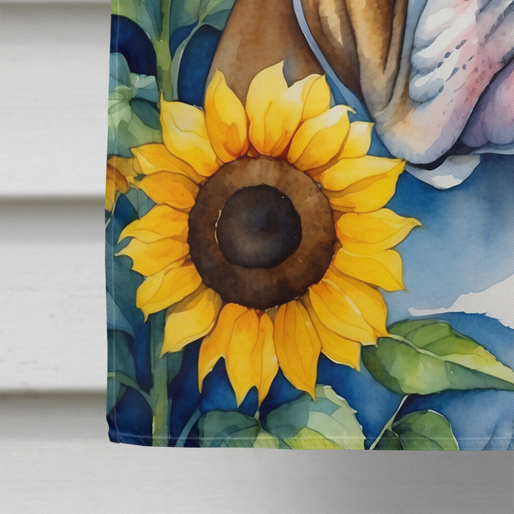 English Bulldog in Sunflowers House Flag