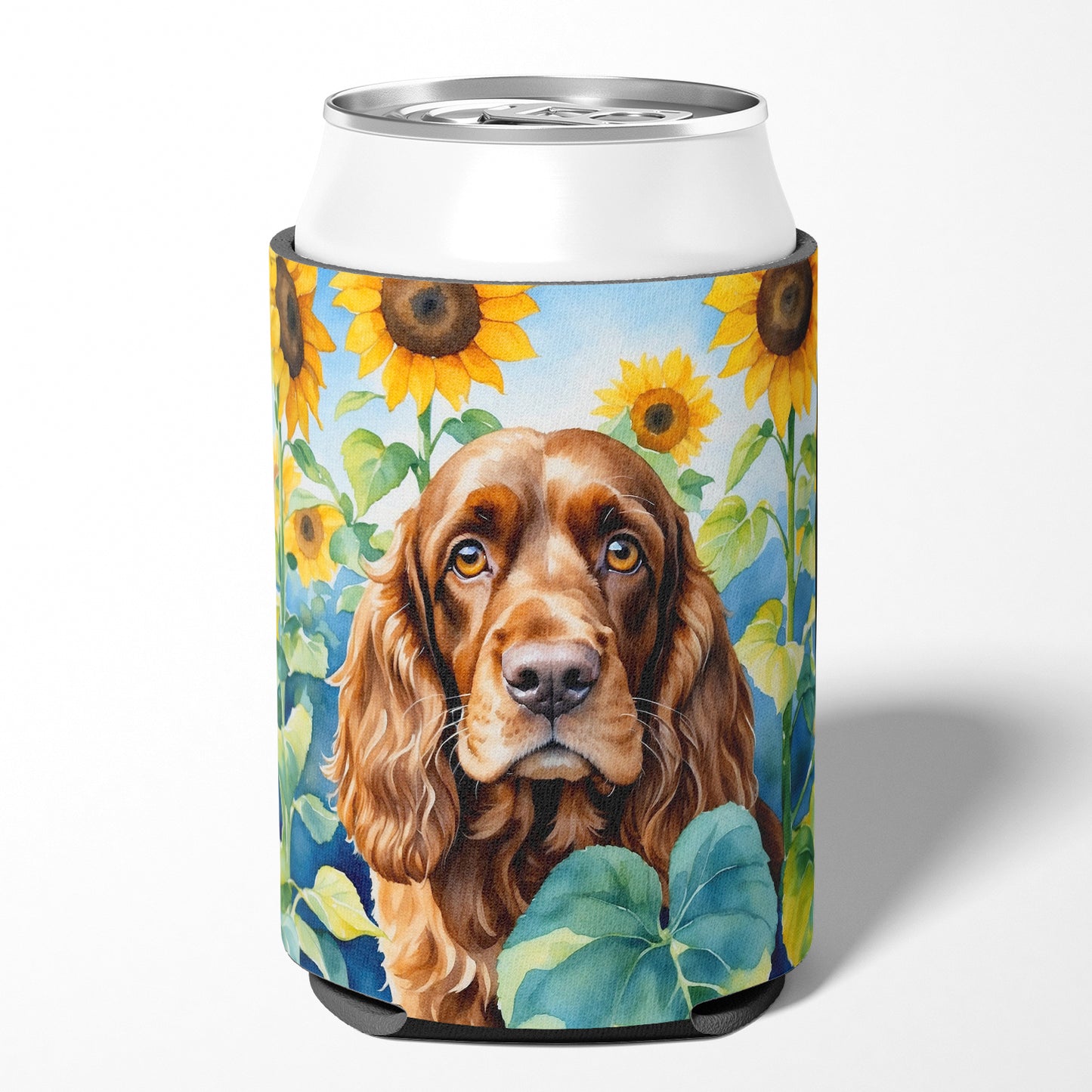 English Cocker Spaniel in Sunflowers Can or Bottle Hugger