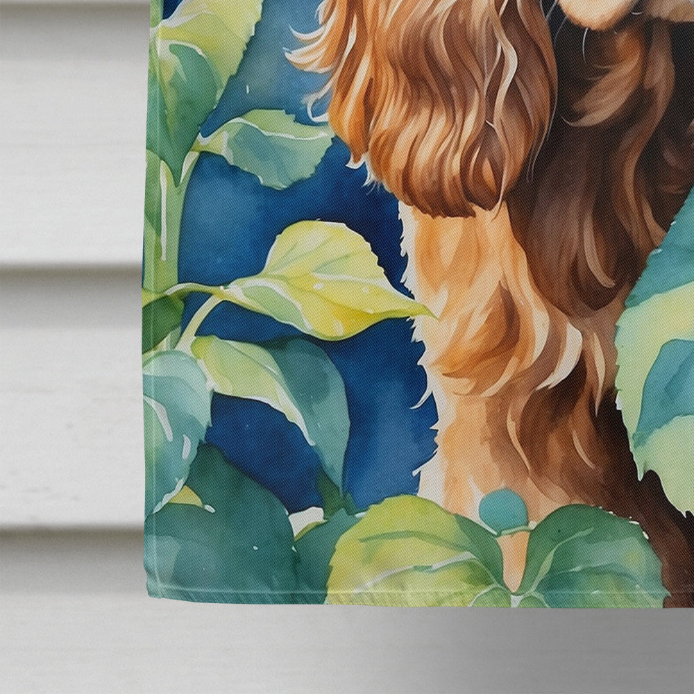 English Cocker Spaniel in Sunflowers House Flag