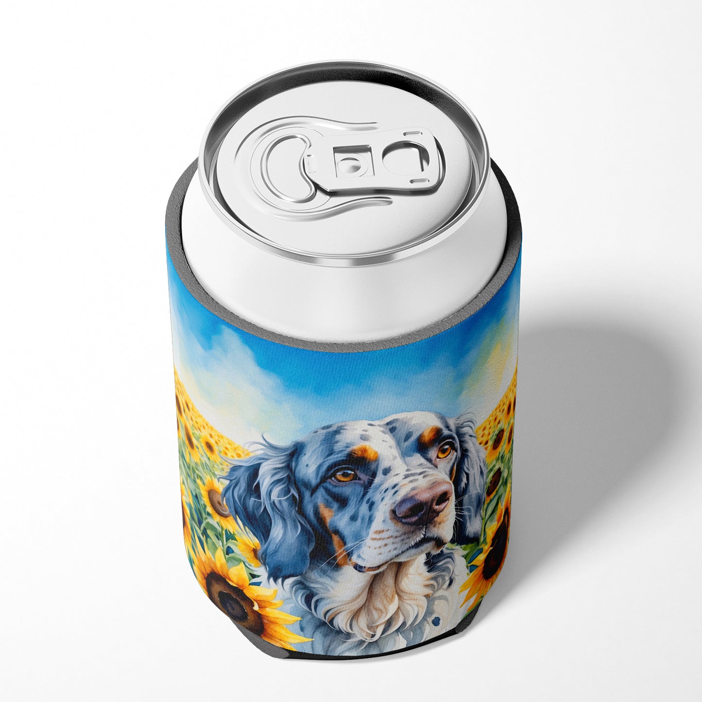 English Setter in Sunflowers Can or Bottle Hugger