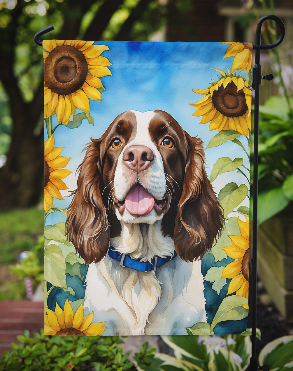 English Springer Spaniel in Sunflowers Garden Flag