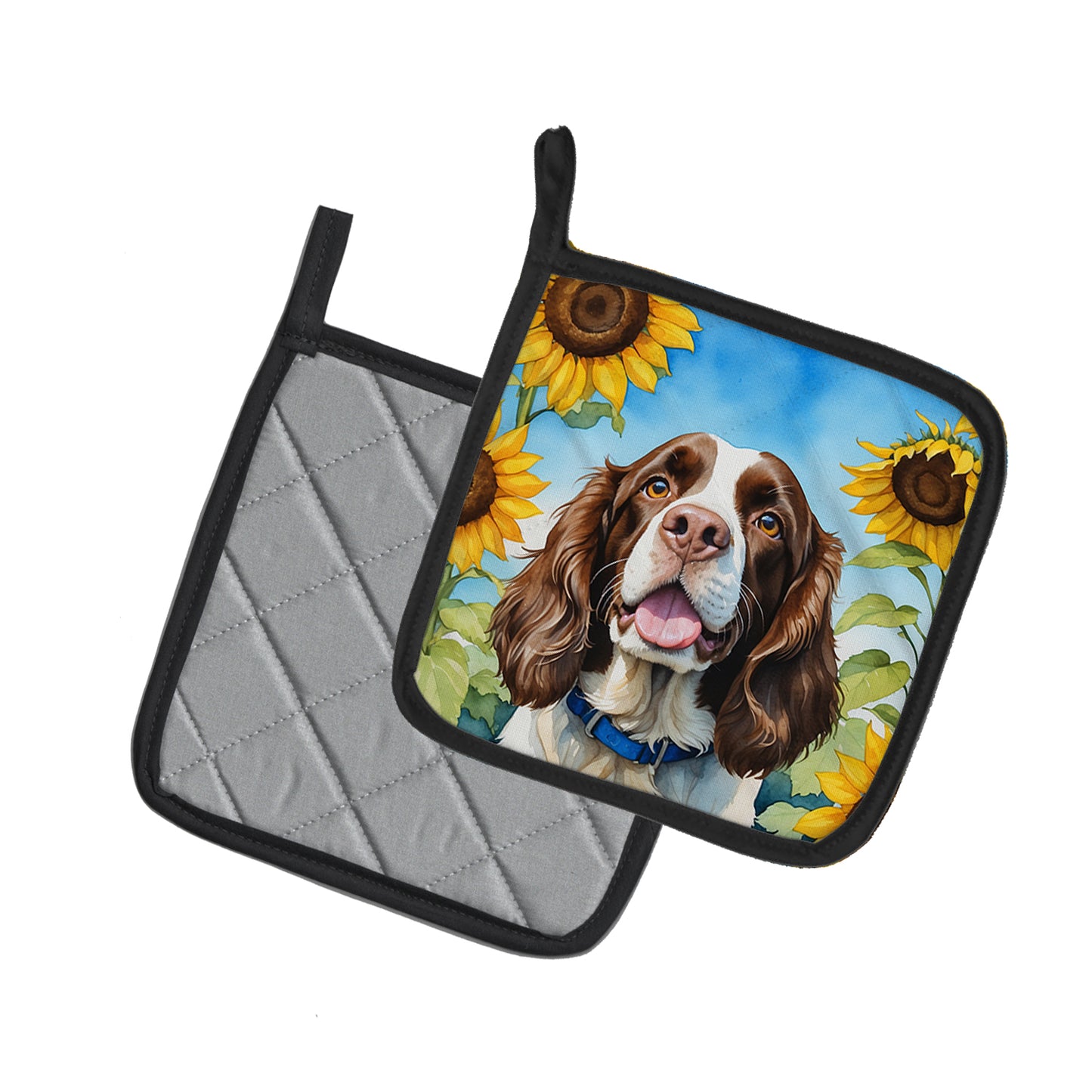 English Springer Spaniel in Sunflowers Pair of Pot Holders