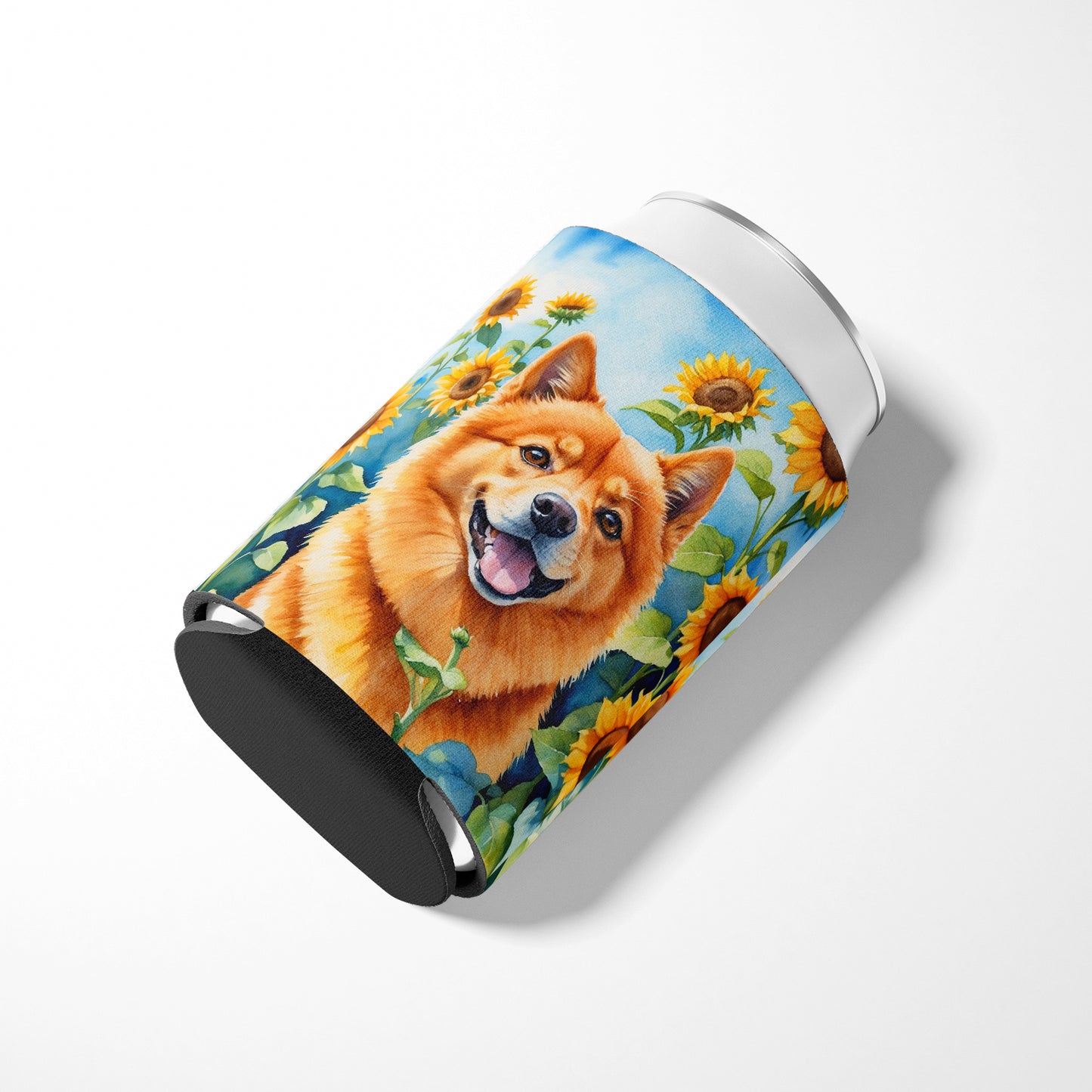 Finnish Spitz in Sunflowers Can or Bottle Hugger