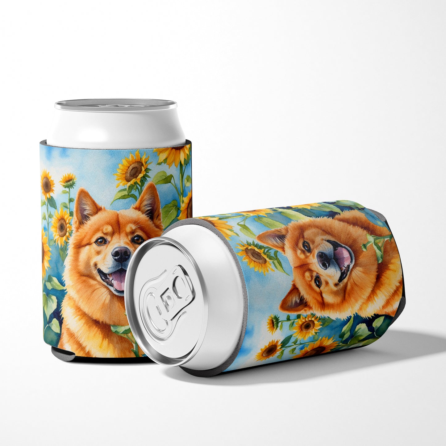 Finnish Spitz in Sunflowers Can or Bottle Hugger