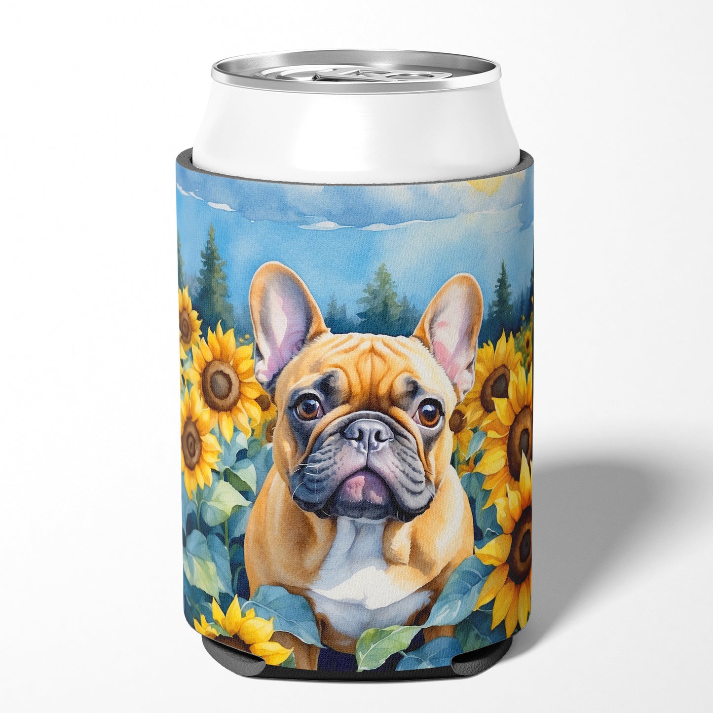 French Bulldog in Sunflowers Can or Bottle Hugger