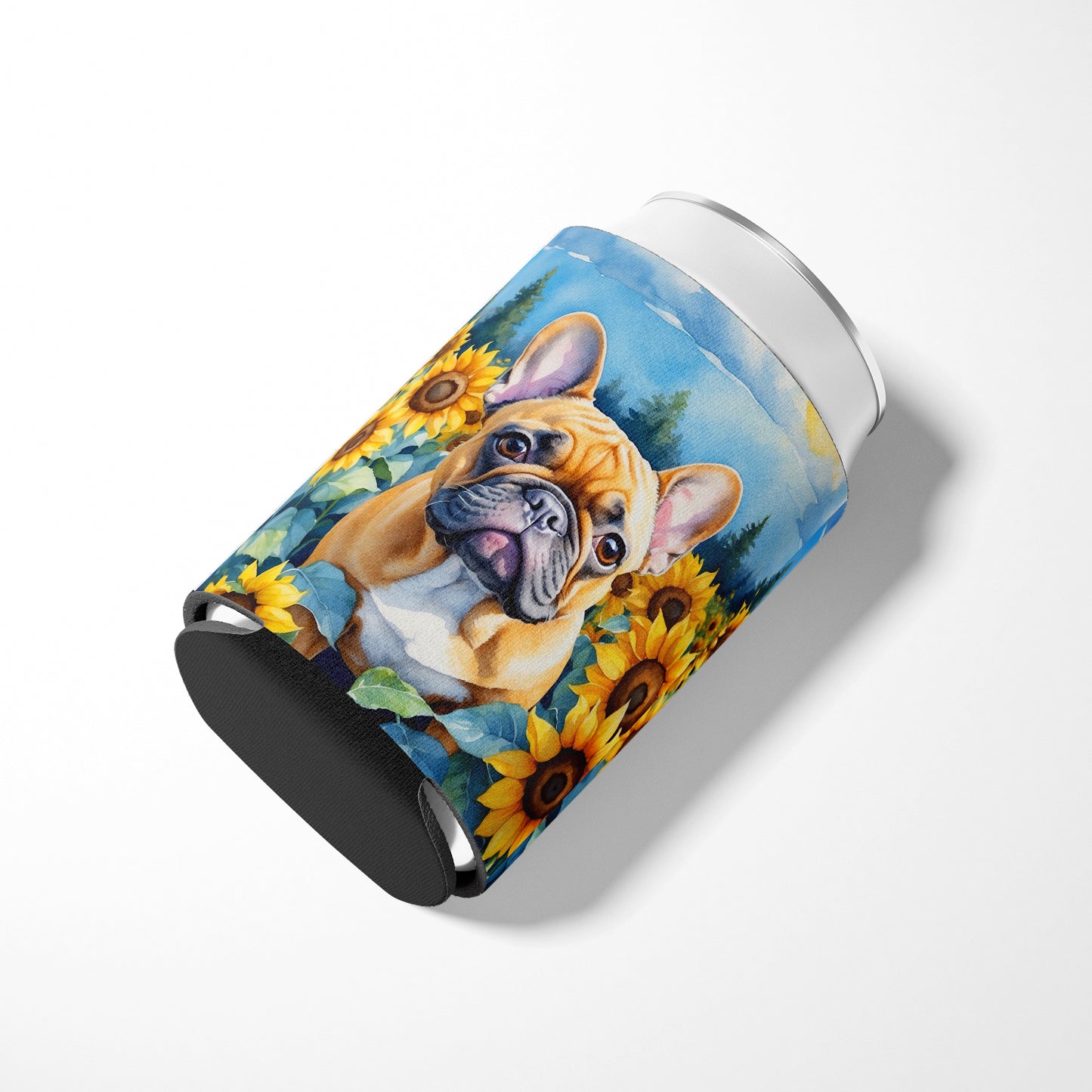 French Bulldog in Sunflowers Can or Bottle Hugger