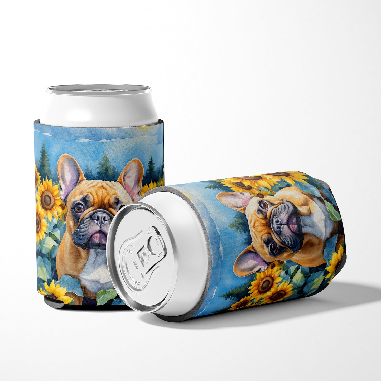 French Bulldog in Sunflowers Can or Bottle Hugger