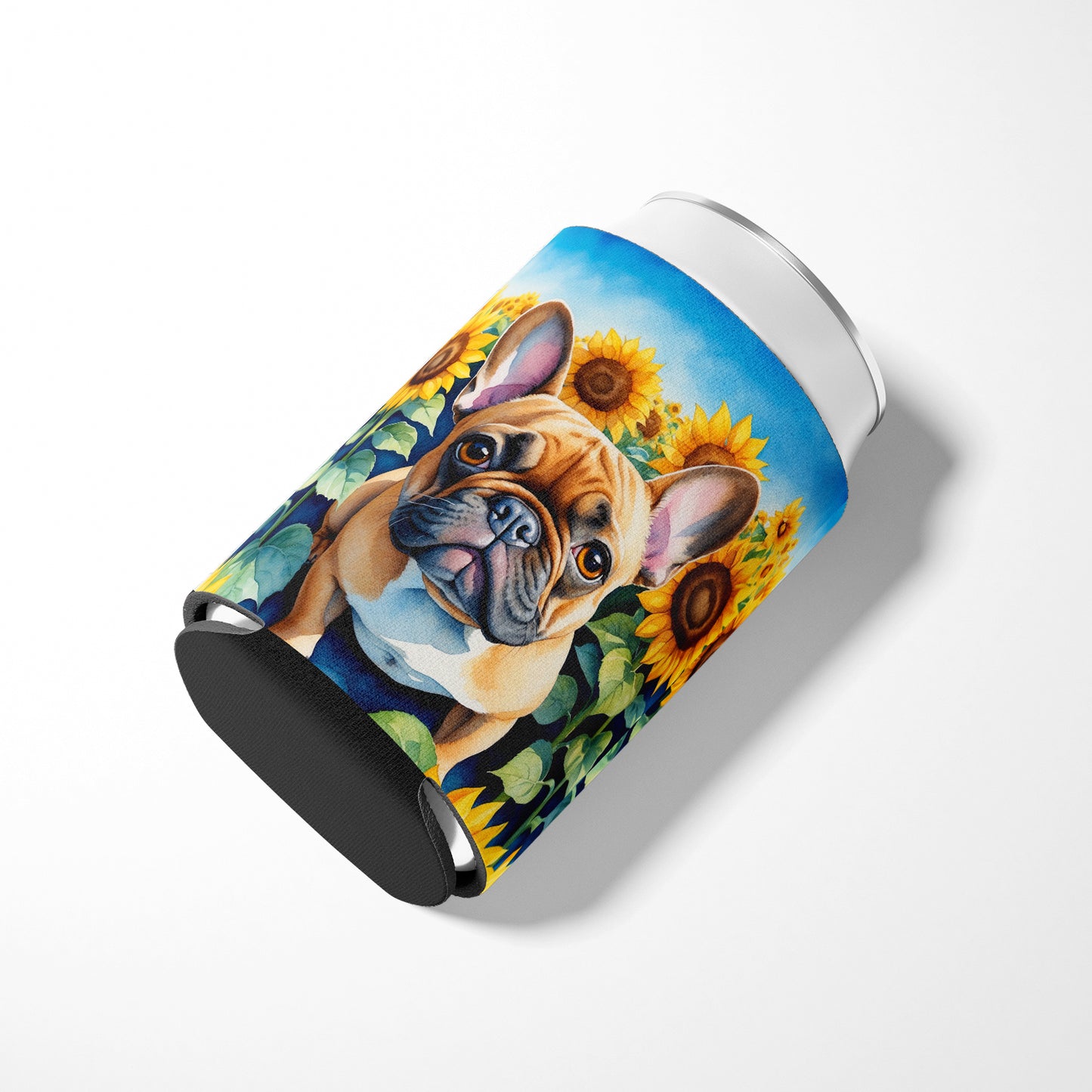 French Bulldog in Sunflowers Can or Bottle Hugger