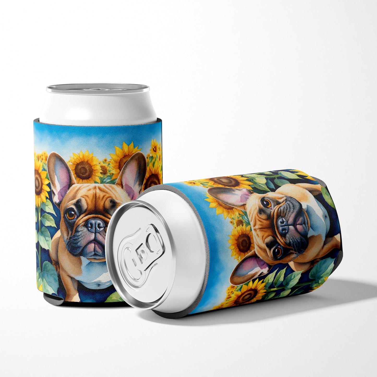 French Bulldog in Sunflowers Can or Bottle Hugger