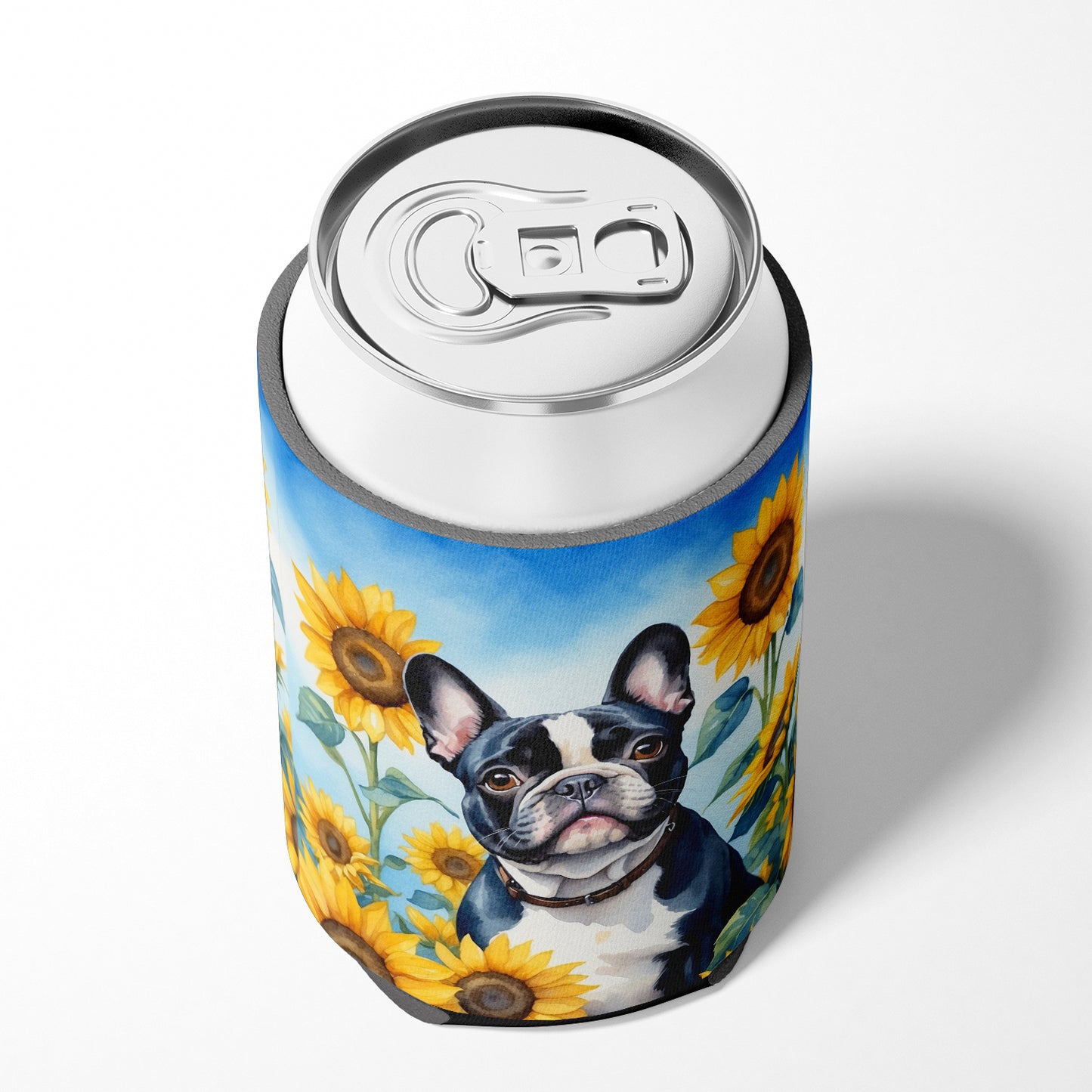 French Bulldog in Sunflowers Can or Bottle Hugger