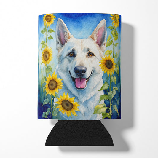 Buy this White German Shepherd in Sunflowers Can or Bottle Hugger