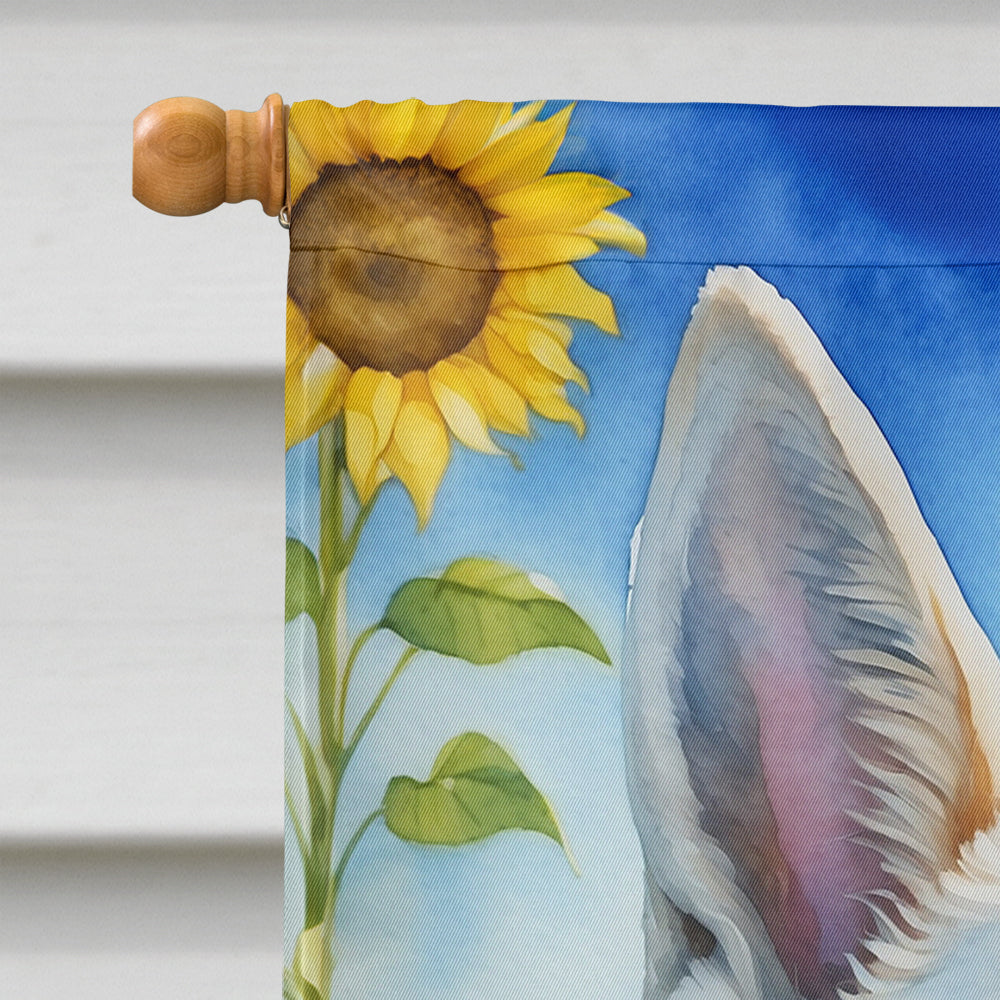 White German Shepherd in Sunflowers House Flag