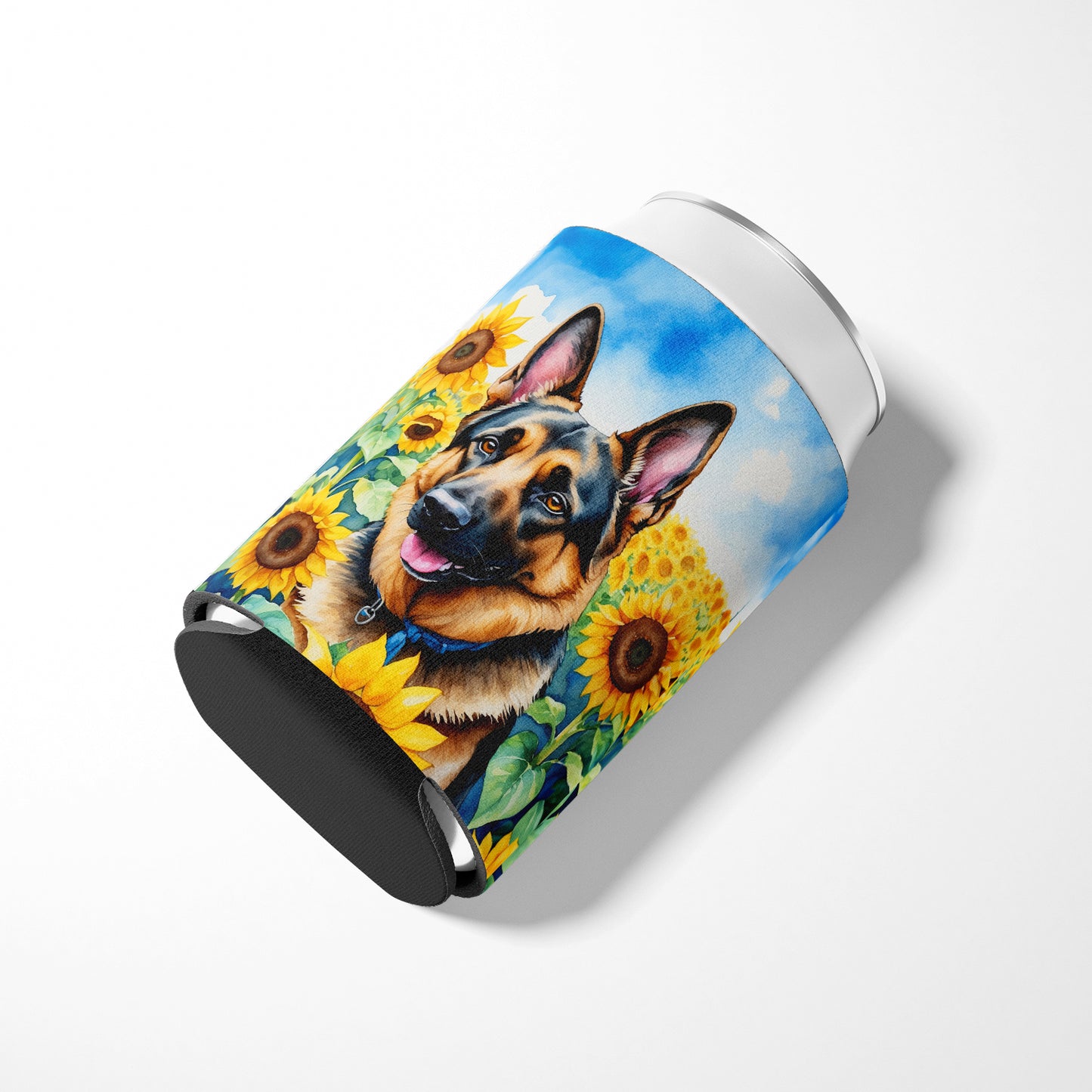 German Shepherd in Sunflowers Can or Bottle Hugger