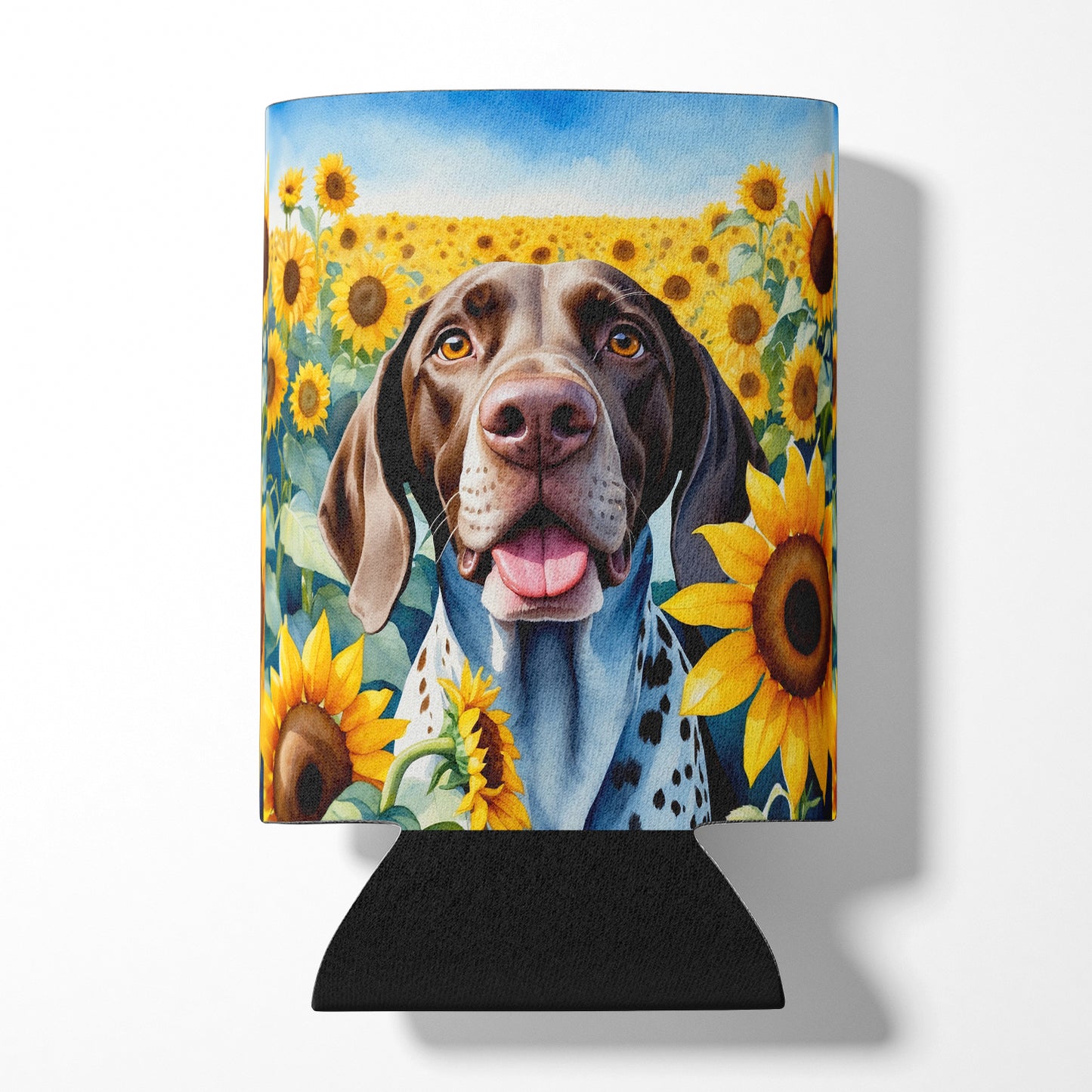 Buy this German Shorthaired Pointer in Sunflowers Can or Bottle Hugger